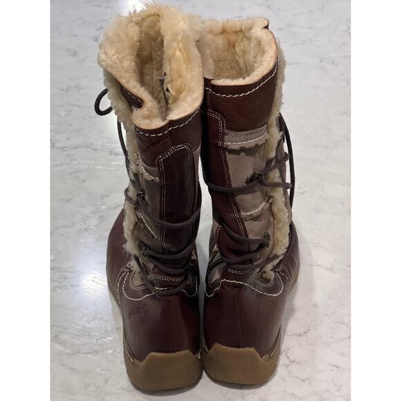 COSMOSIS Women's Lace Up Fur Trim Comfort Alaska Winter Snow Boots Size 11 Brown - Picture 2 of 8